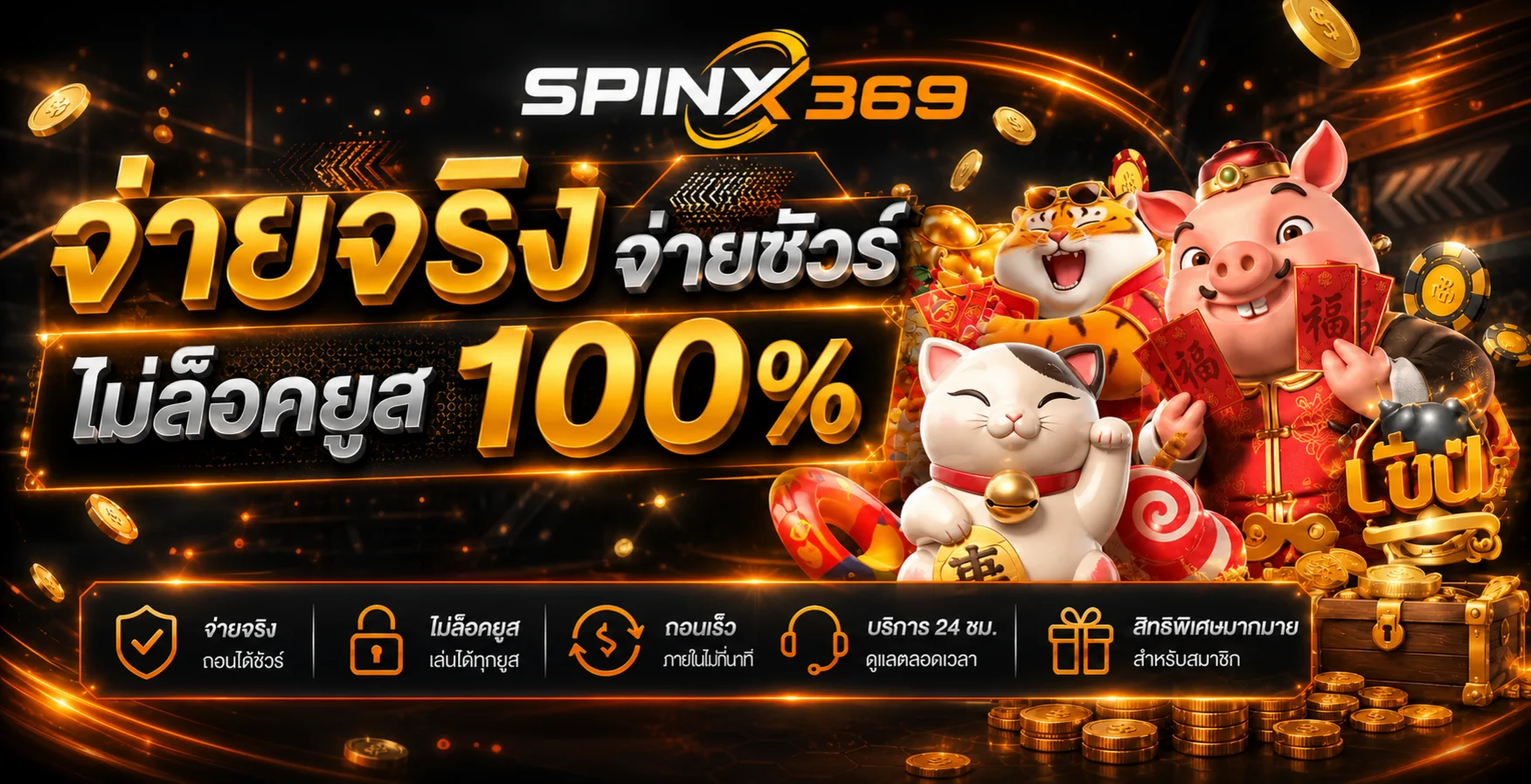 แบนเนอร์คู่มือเล่นสล็อต SPINX369